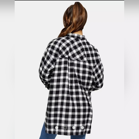 NWOT ASOS Topshop Relaxed Long Sleeve Boyfriend Checkered Button Down Shirt - Picture 4 of 10